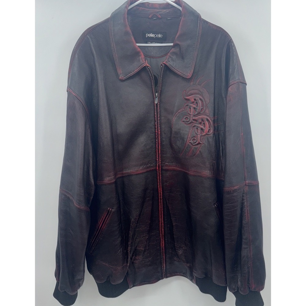 Vintage Marc Buchanan Pelle Pelle Two Tone Red Black Leather Jacket Size 58